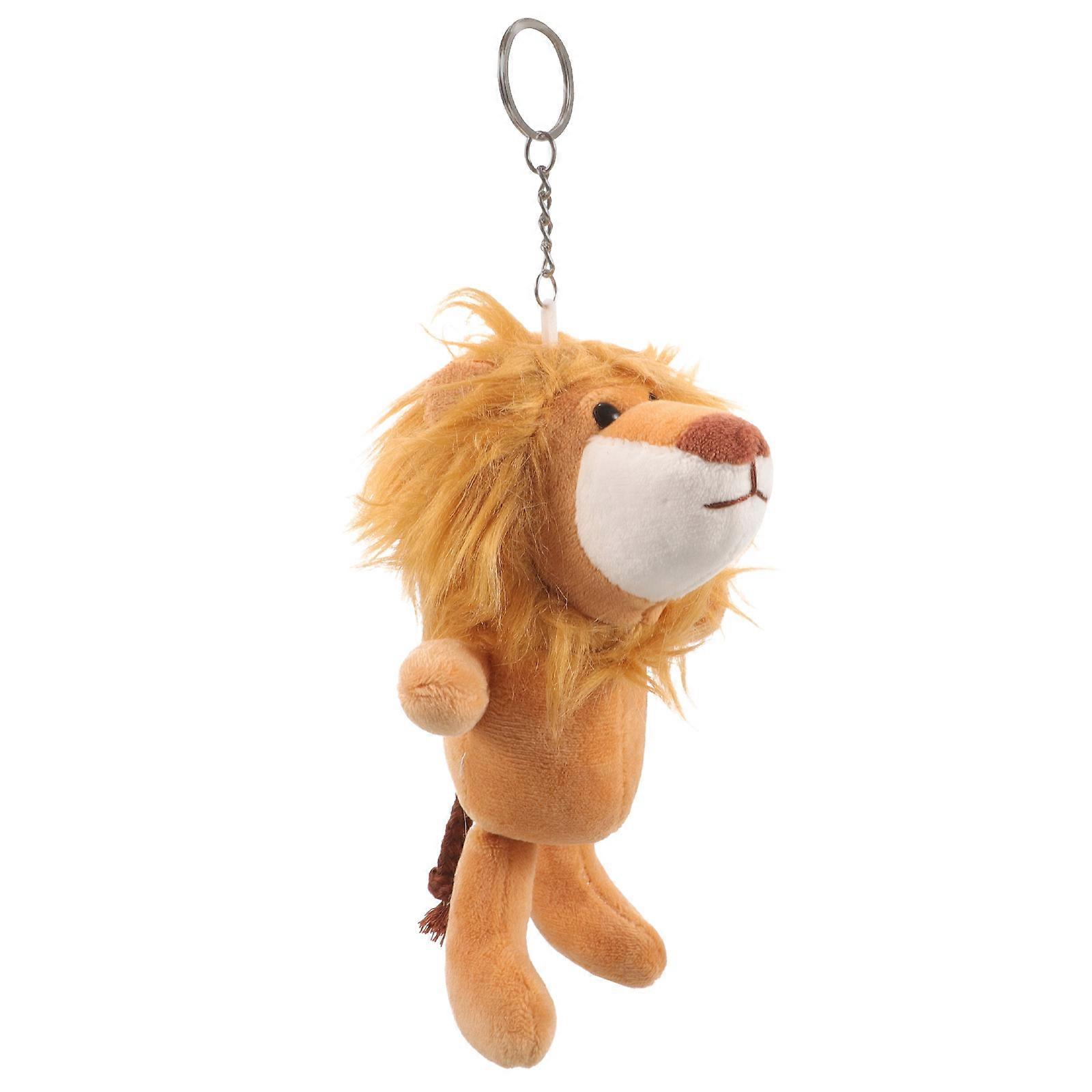 Soft Plush Keychain Bag Charm Cartoon Lion Decorative Accessory 4Pcs