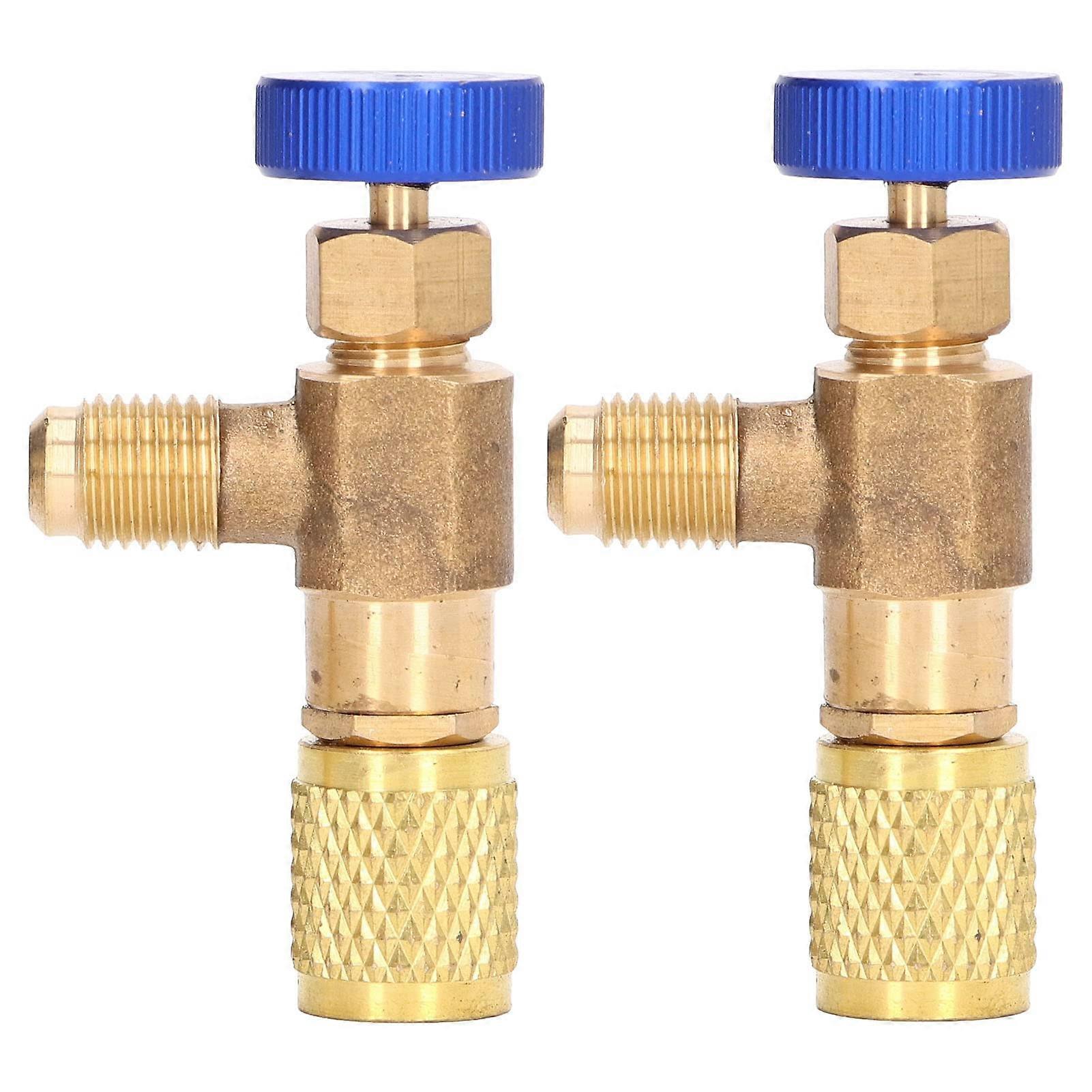 Refrigerant Control Valve  Strength Brass Charging Adapter For R22 R404 R407 HVAC Systems 1/4 SAE Thread Set Of 2