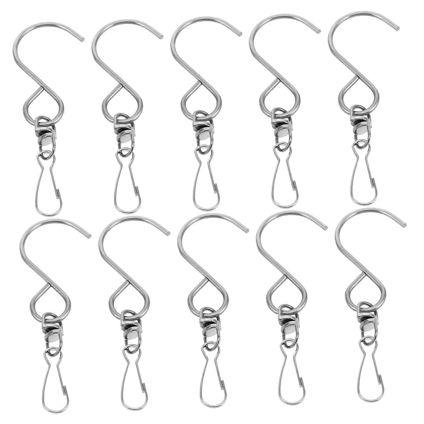 10Pcs Stainless Steel S Shape Wind Chime Hooks with 360° Rotation for Indoor Outdoor Hanging