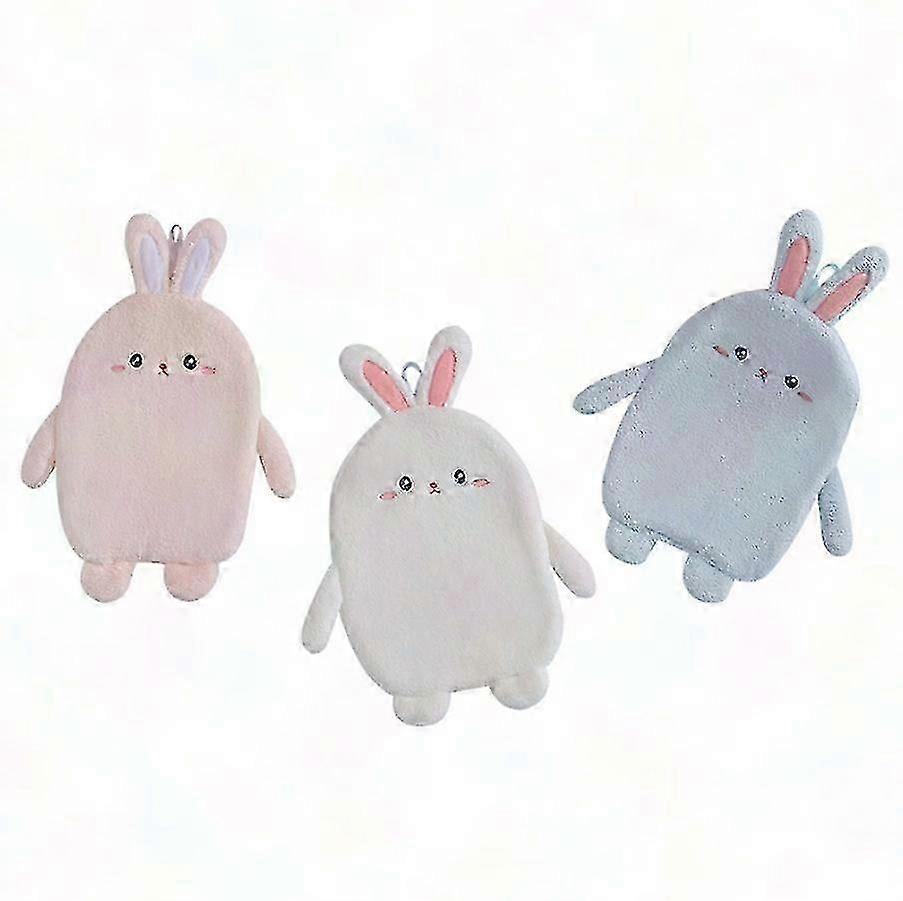 3pcs Cute Rabbit Hand Towels With Loop - Soft Bath Kitchen Towels