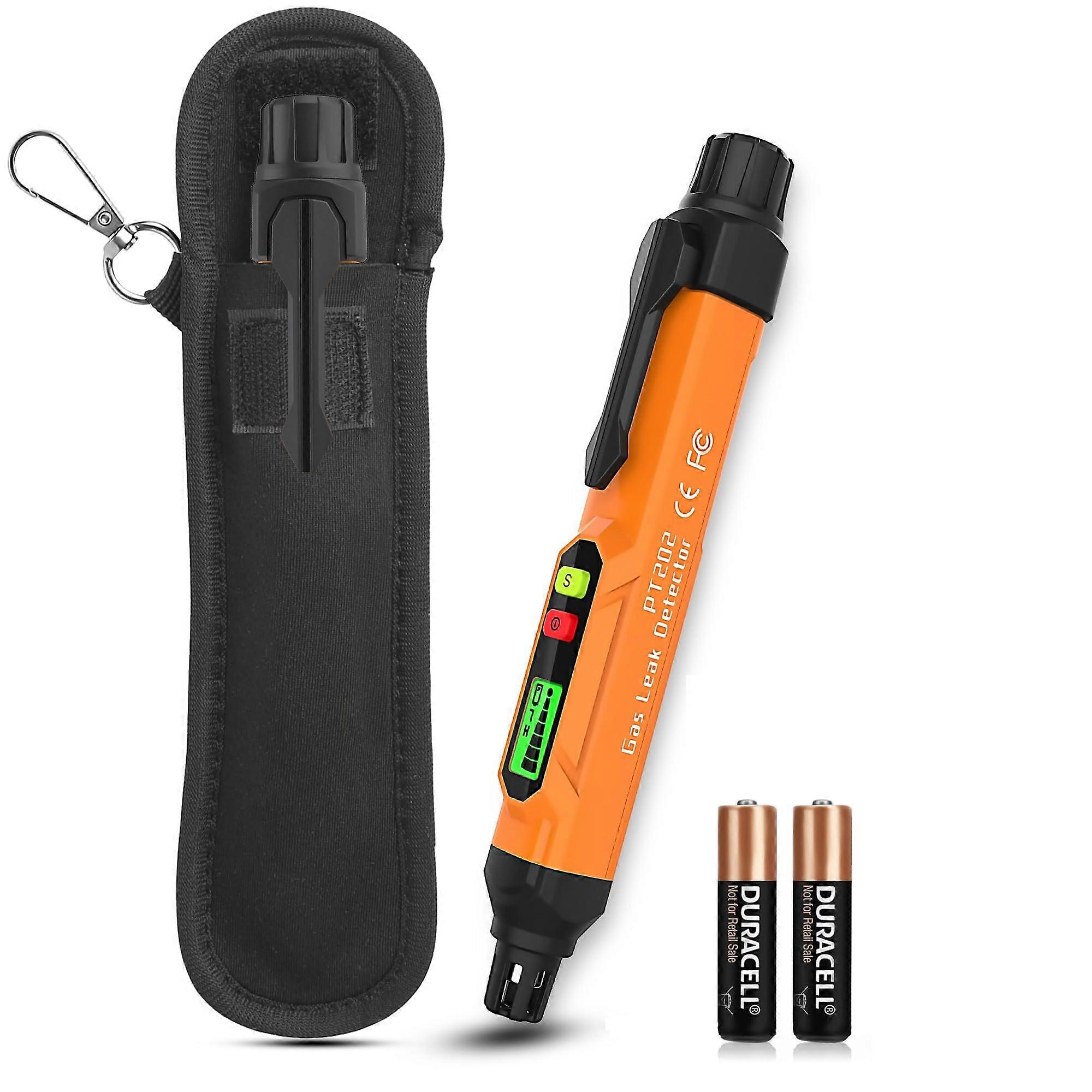 Gas Leak Detector Pen for Natural and Propane Gas, MultiGas Detection with LCD Display and Alarm, Orange