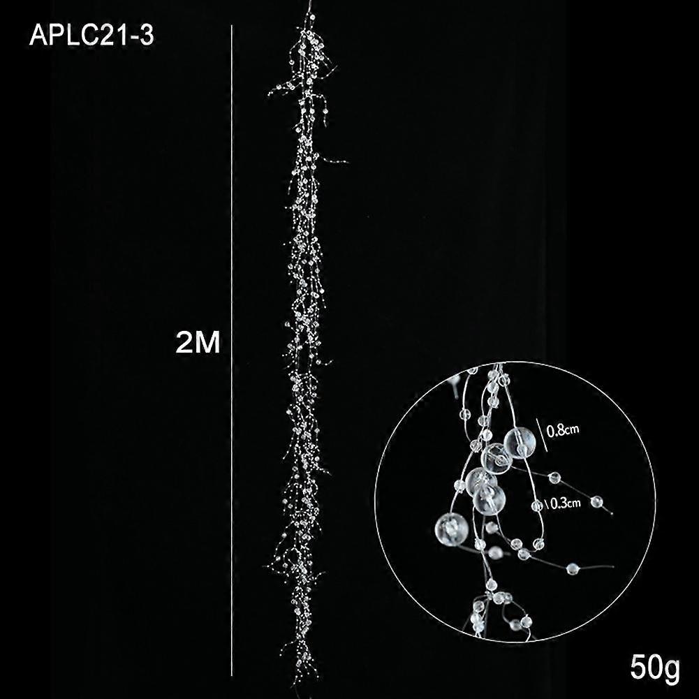 Clear Glass Icicle Ornaments String 2 Meter for Holiday Tree Decoration