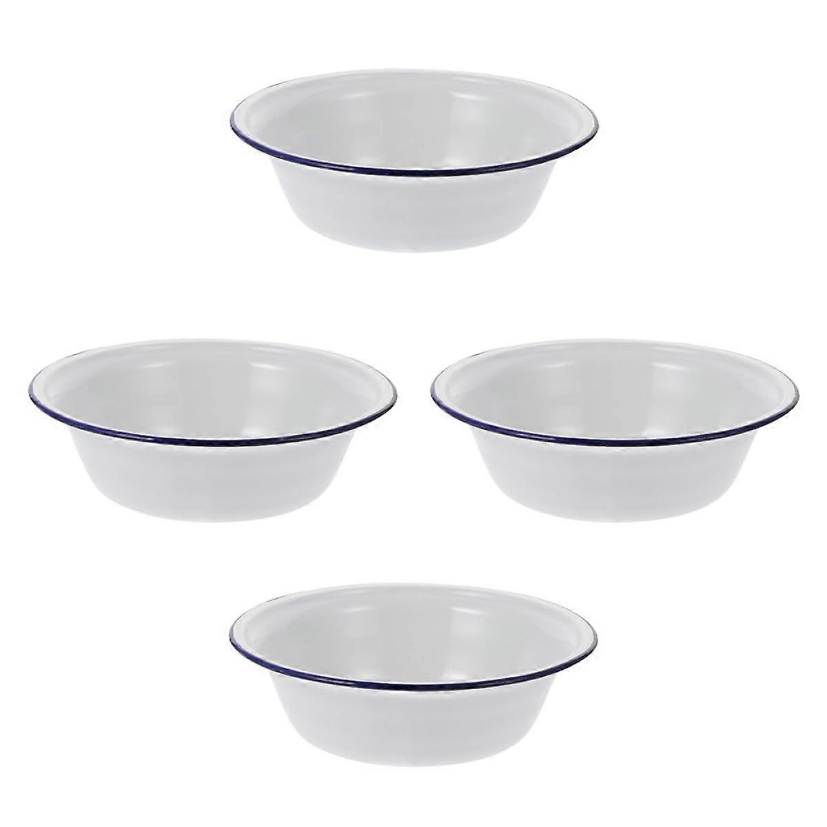 Enamel Soup Bowls Set of 4 – Thickened Durable Enamel for Soup Salad Snacks with Easy Clean Surface