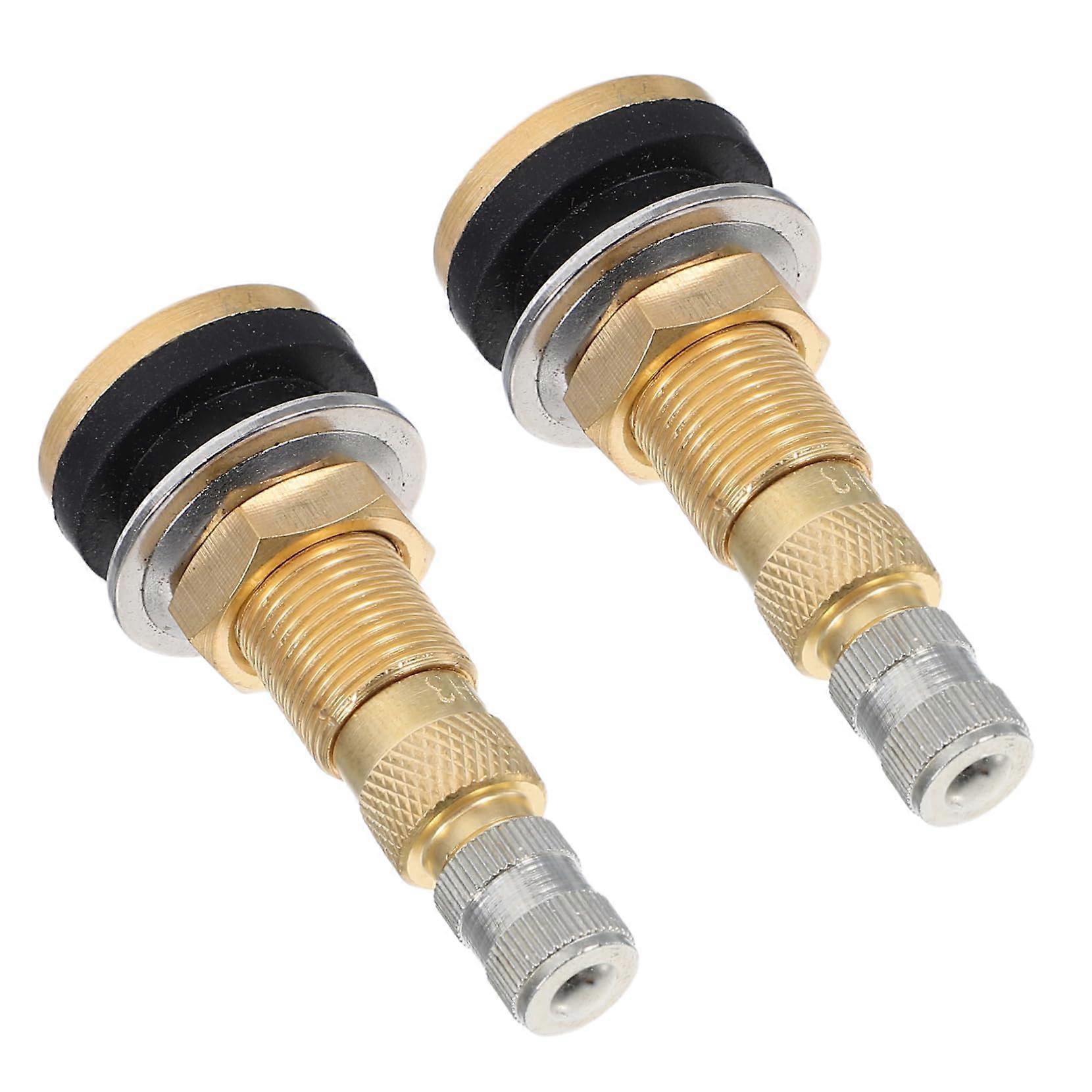 2pcs Heavy Duty Brass Tire Valve Stem with Quick Connect Inflator Nozzle for Trucks and Construction Vehicles