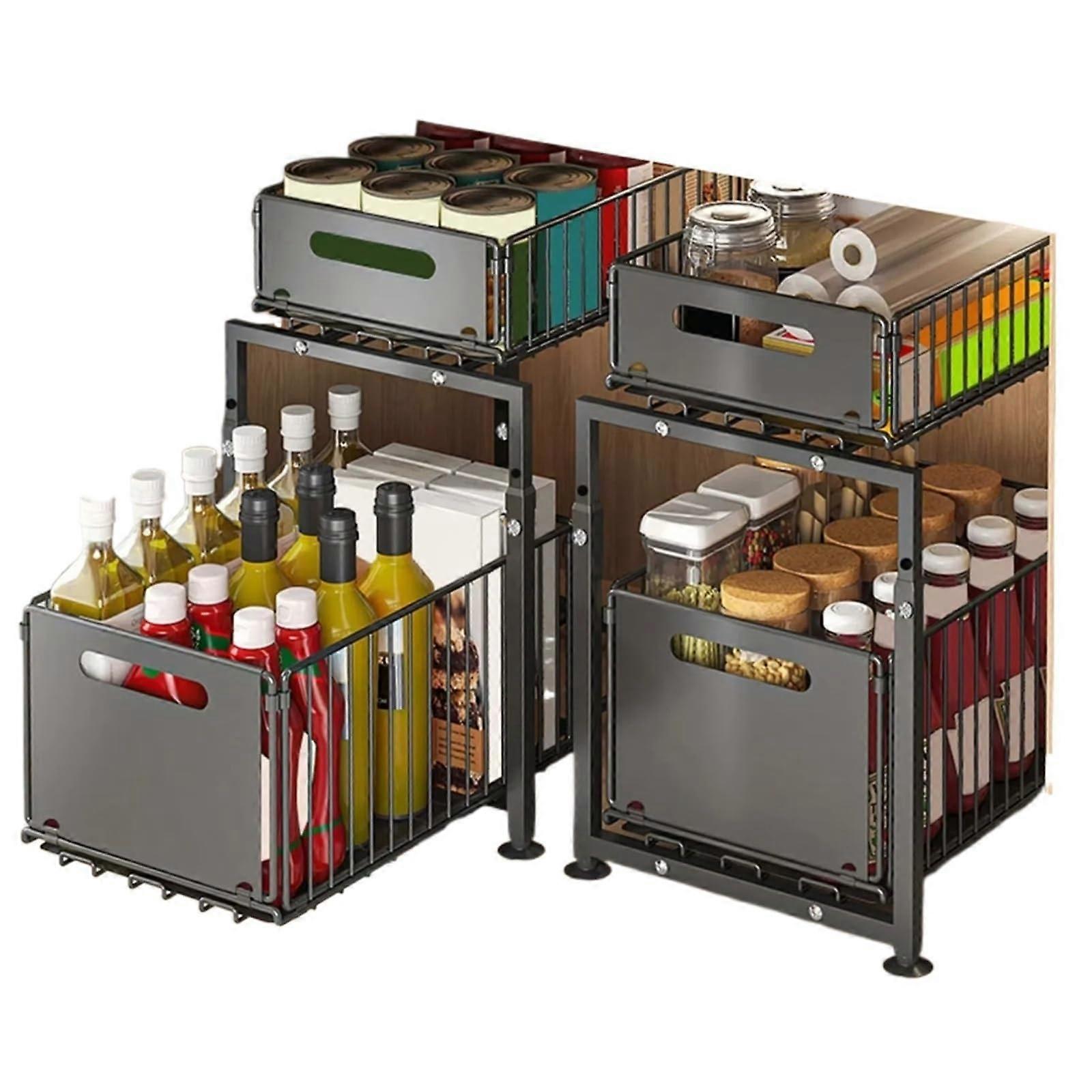 2Tier Under Sink Organizer with Smooth Sliding PullOut for Kitchen, Bathroom and Pantry Storage