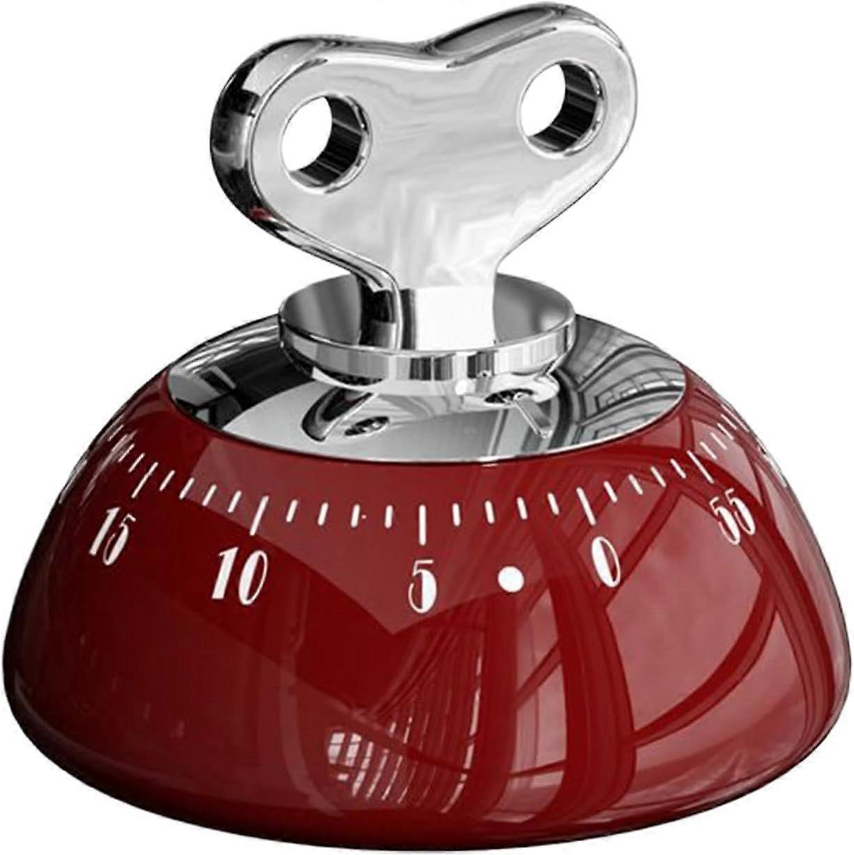 Magnetic Kitchen Timer, 60-Minute Kitchen Timer with Loud Alarm, Vintage Mechanical Magnetic Timer (Red)