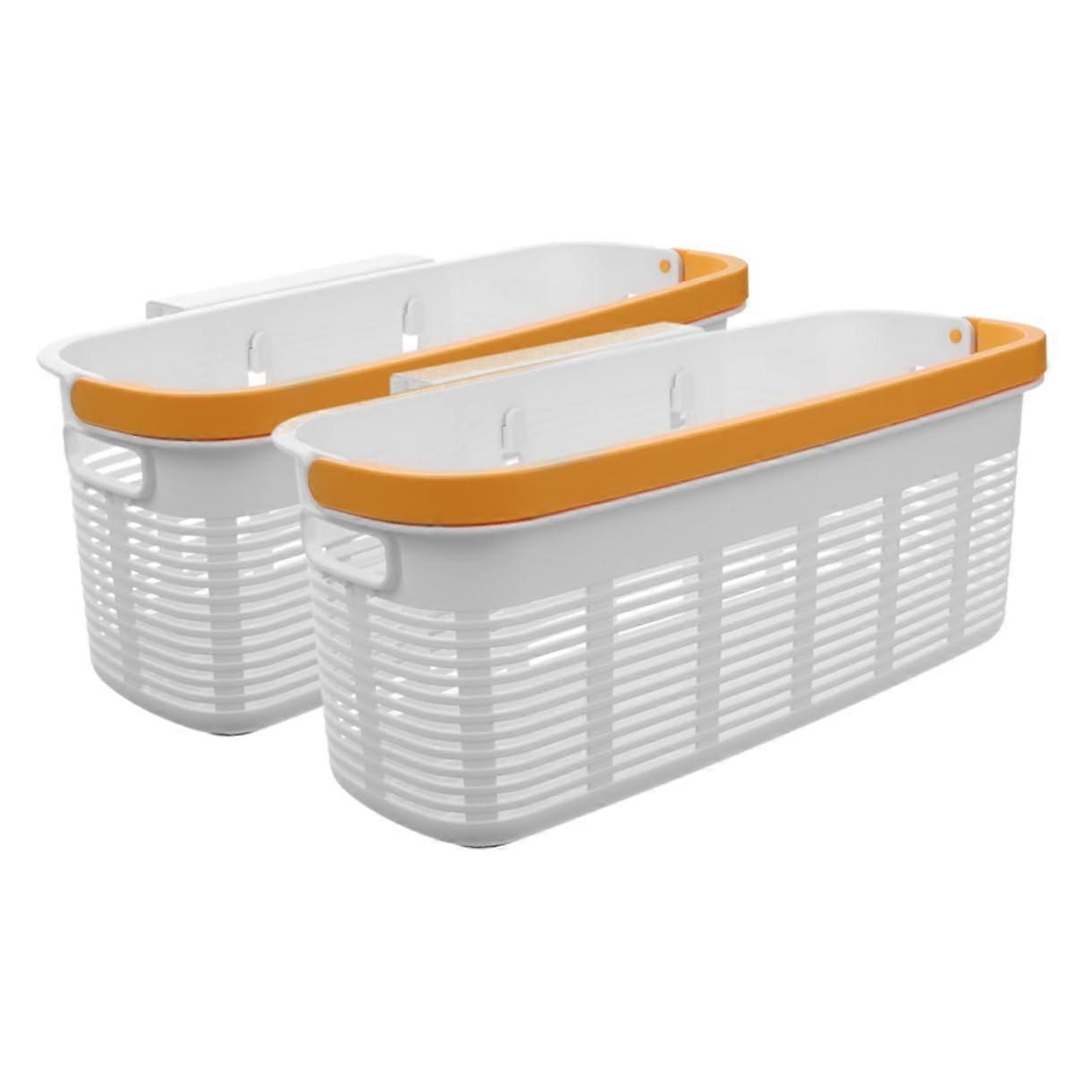 2pcs Plastic Bedside Storage Basket with Handles Large Capacity Hanging Organizer for Dorm Dormitory