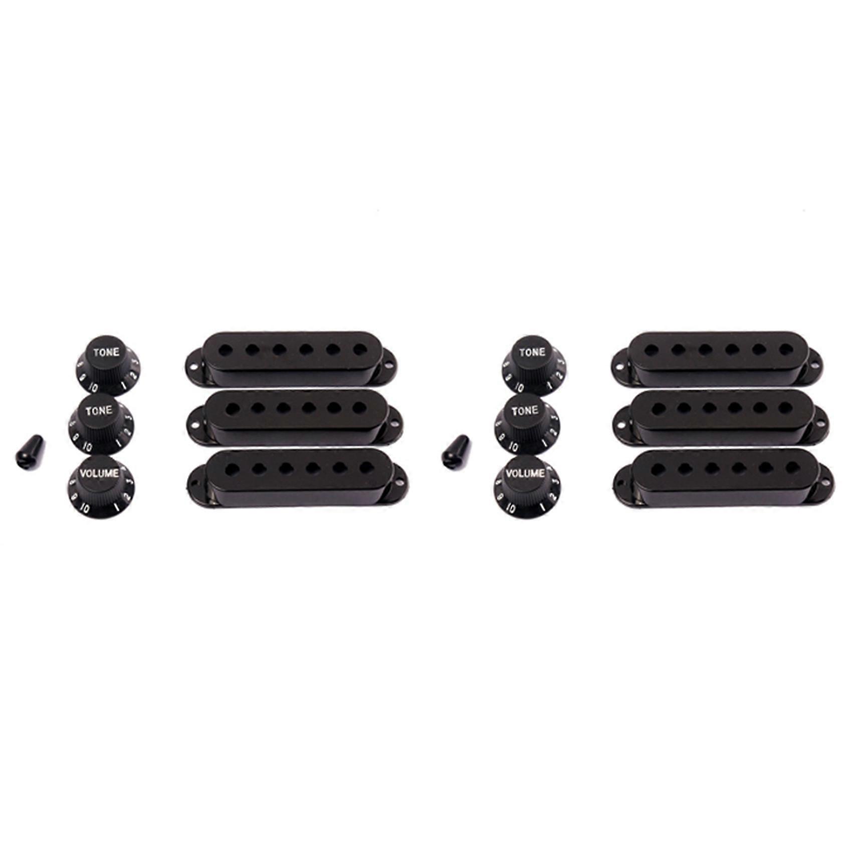 6Pcs Durable Guitar Pickup Cover Volume Tone Knobs Switch Tip Parts Set,Black