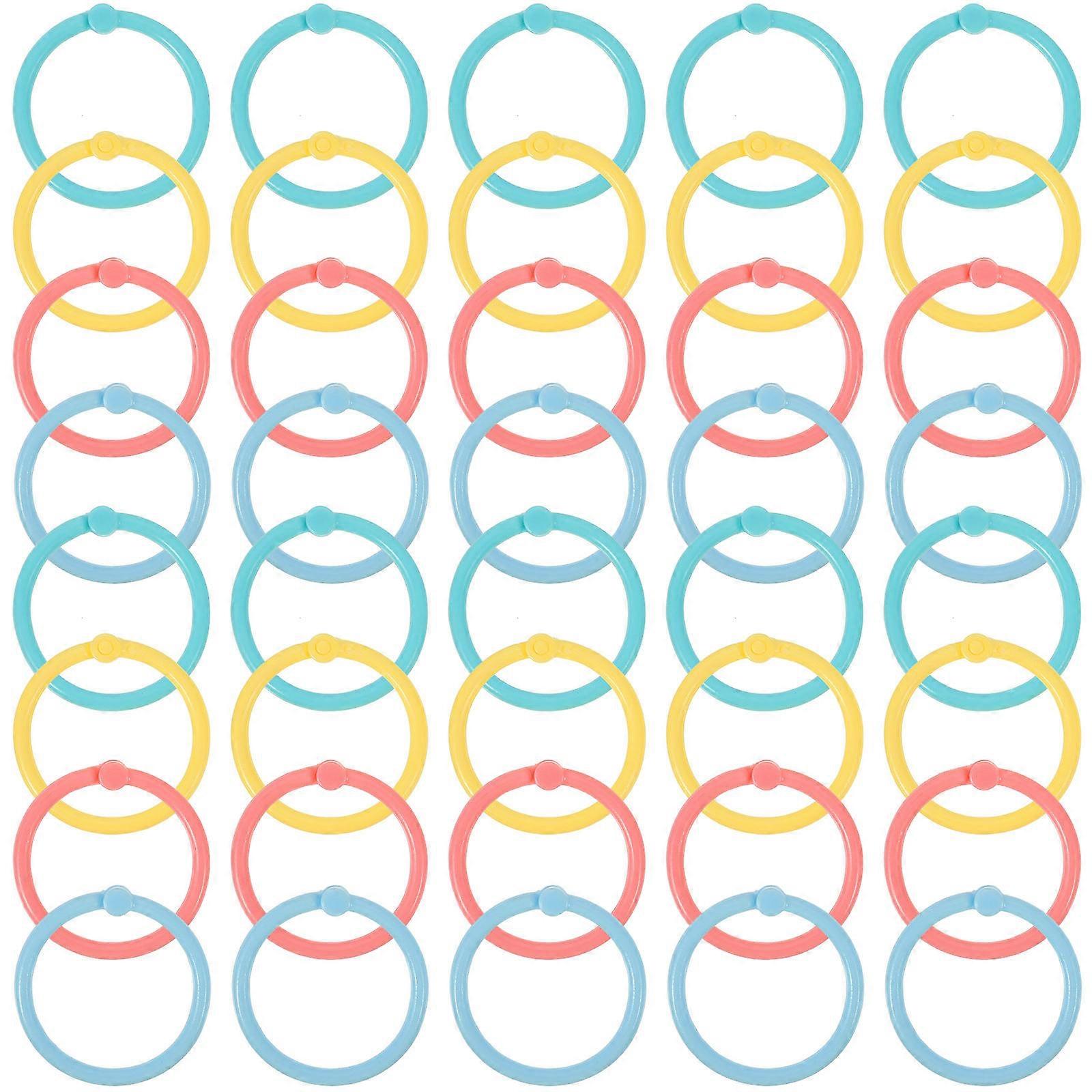 Assorted Color Plastic Binder Rings 80Pcs Single Rings for Loose Leaf