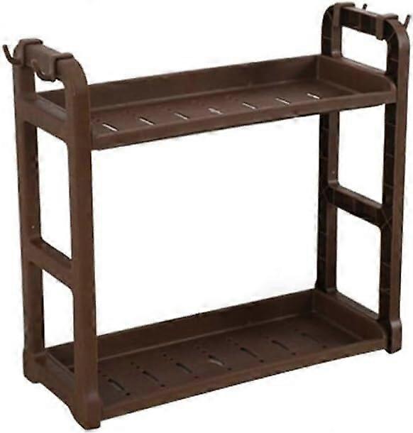 2 Tier Kitchen Spice Rack Organizer with Hooks, Detachable Storage Shelf and Drainage System