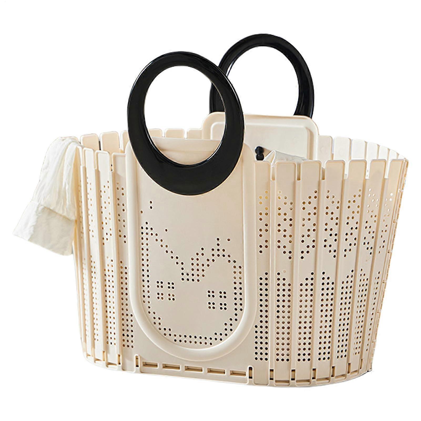 Foldable Laundry Basket with Handles, SpaceSaving Hamper for Bedroom Bathroom Dorm, Black