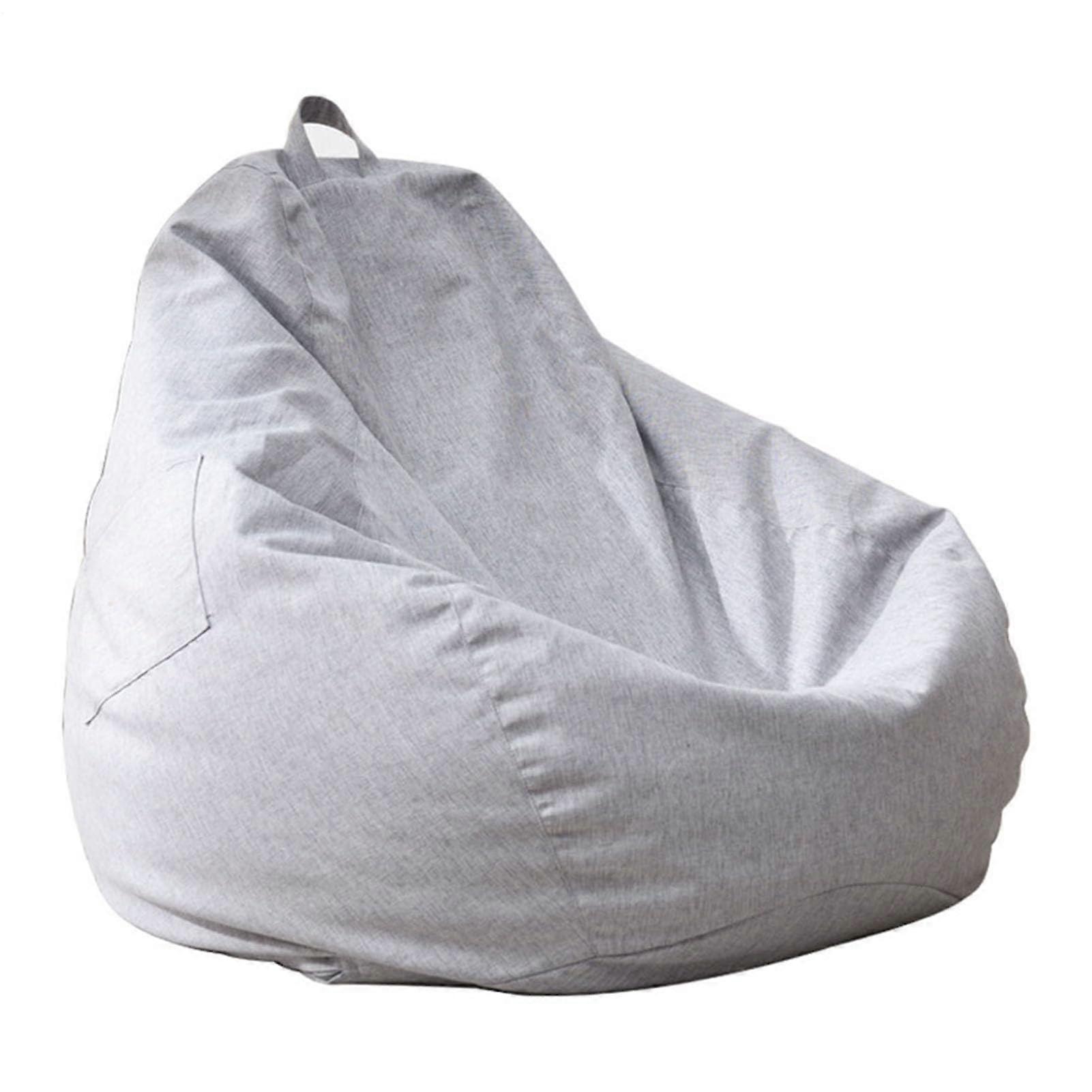 Bean Bag Chair Cover with Pockets, Washable Sofa Protector, Breathable Durable Fabric, Light Gray