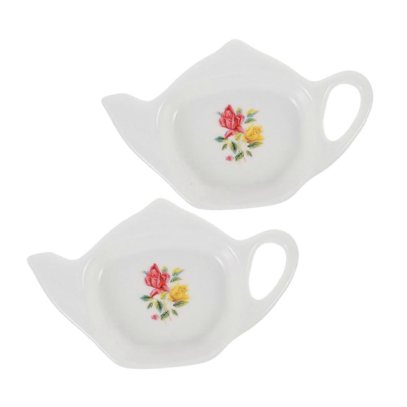 Teapot Shaped Ceramic Tea Bag Holder Coaster Set, Reusable Spoon Rest for Kitchen Decor