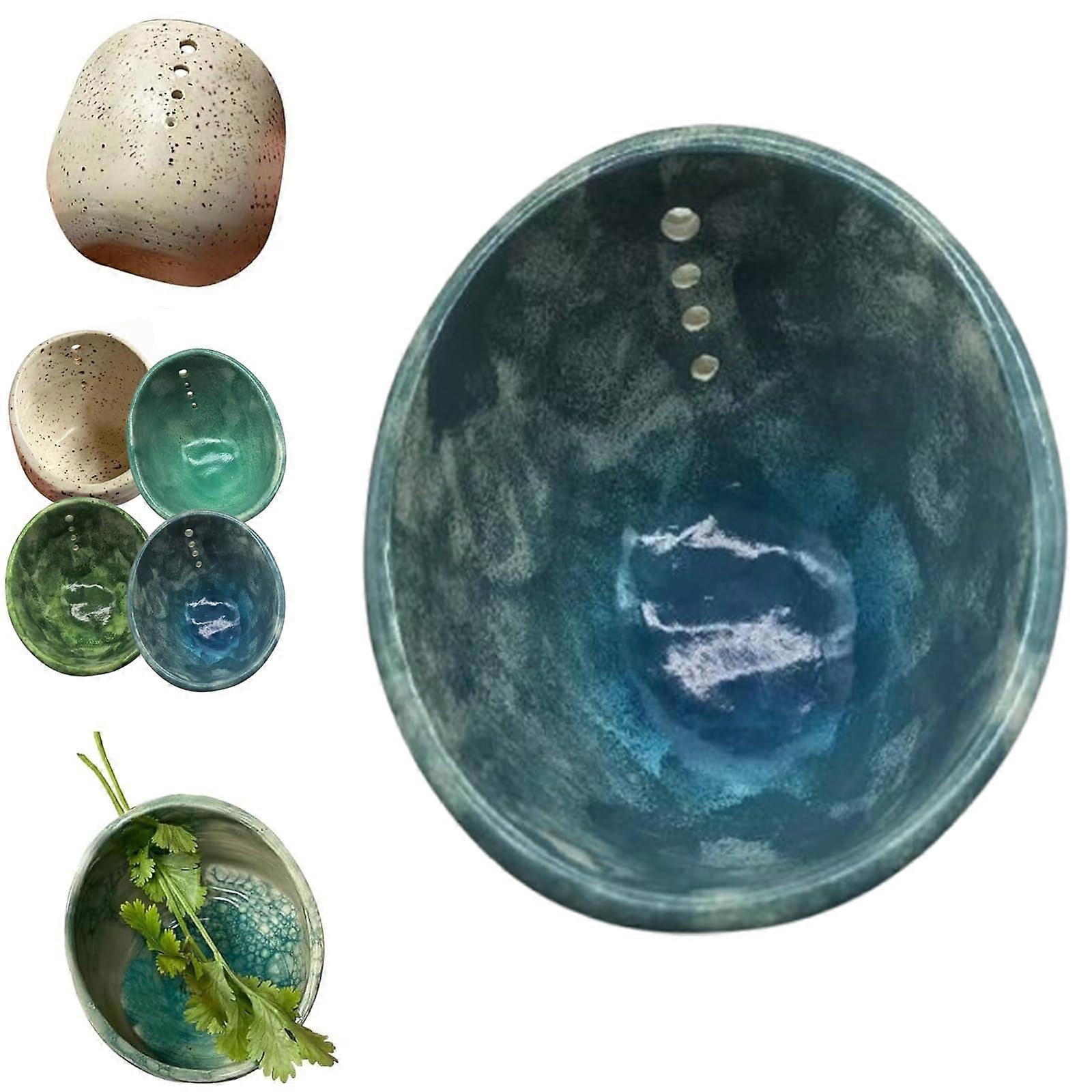 Handmade Ceramic Herb Stripper Bowl with MultiHole Design for Fast Leaf Removal and Cooking