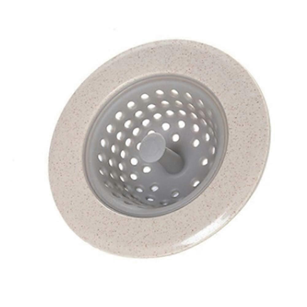 Sink Strainer with Durable Handle for Easy Hair Filtering, Round Kitchen Drain Filter Basket Beige