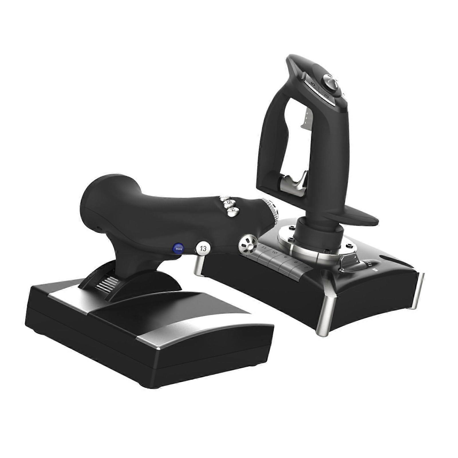 Flight Simulator Joystick with Dual Vibration Motors, HOTAS Controller for PC and Console with Throttle