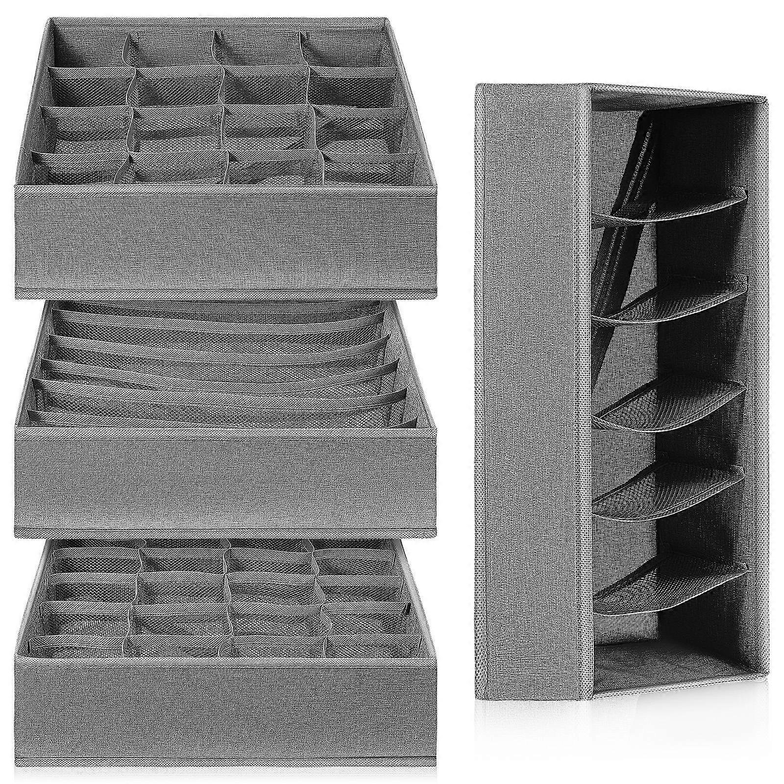 Storage Drawer Organizer Box for Storage 4Pcs Foldable Fabric Dividers Grey