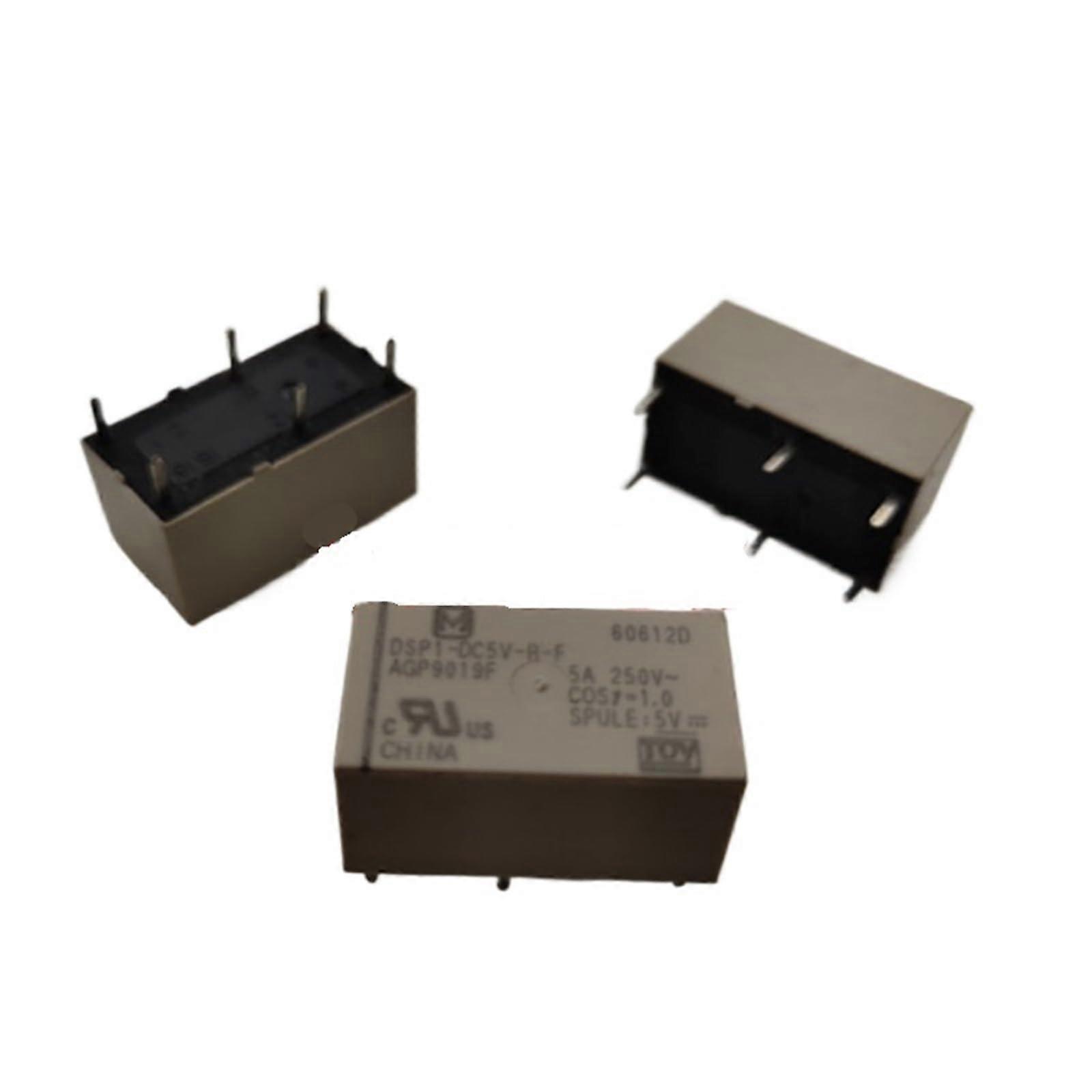 10pcs DSP1DC5VRF 5V Relay Module, Electromagnetic PCB Mount 6Pin, Stable Signal Control