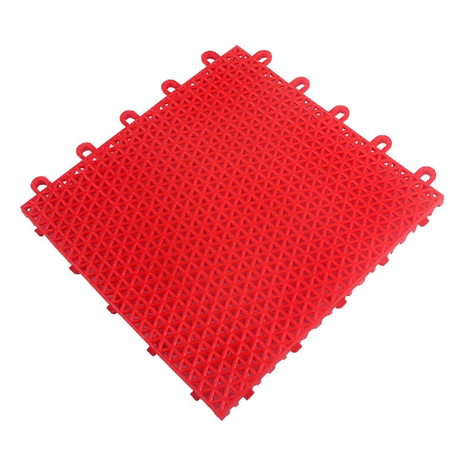 Waterproof Interlocking Deck Tiles with NonSlip Surface and Effective Drainage, 96 Pcs Red Outdoor Flooring