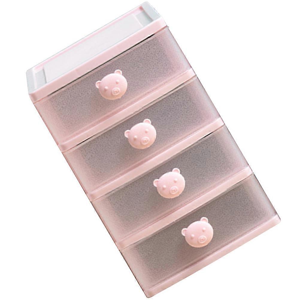 Pink Desktop Organizer 4-Layer Storage Box for Storage 3Pcs Set