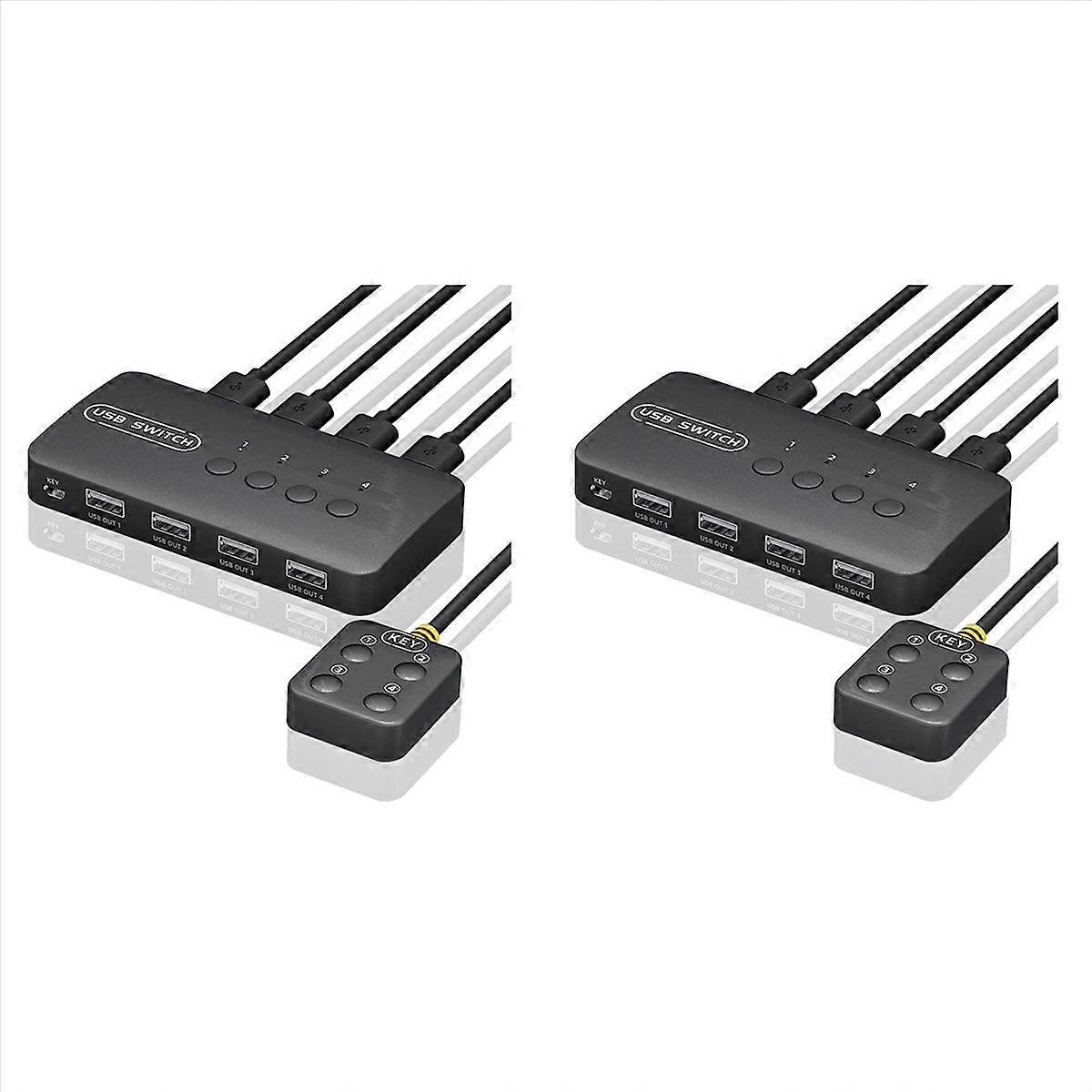 2X KVM Switch USB Switch Shared Controller Adapter 4 Inputs 4 Outputs for Laptop Computer Printer Ke