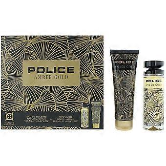 Police Amber Gold Women Gift Set 100ml EDT Spray + Body Lotion 125ml