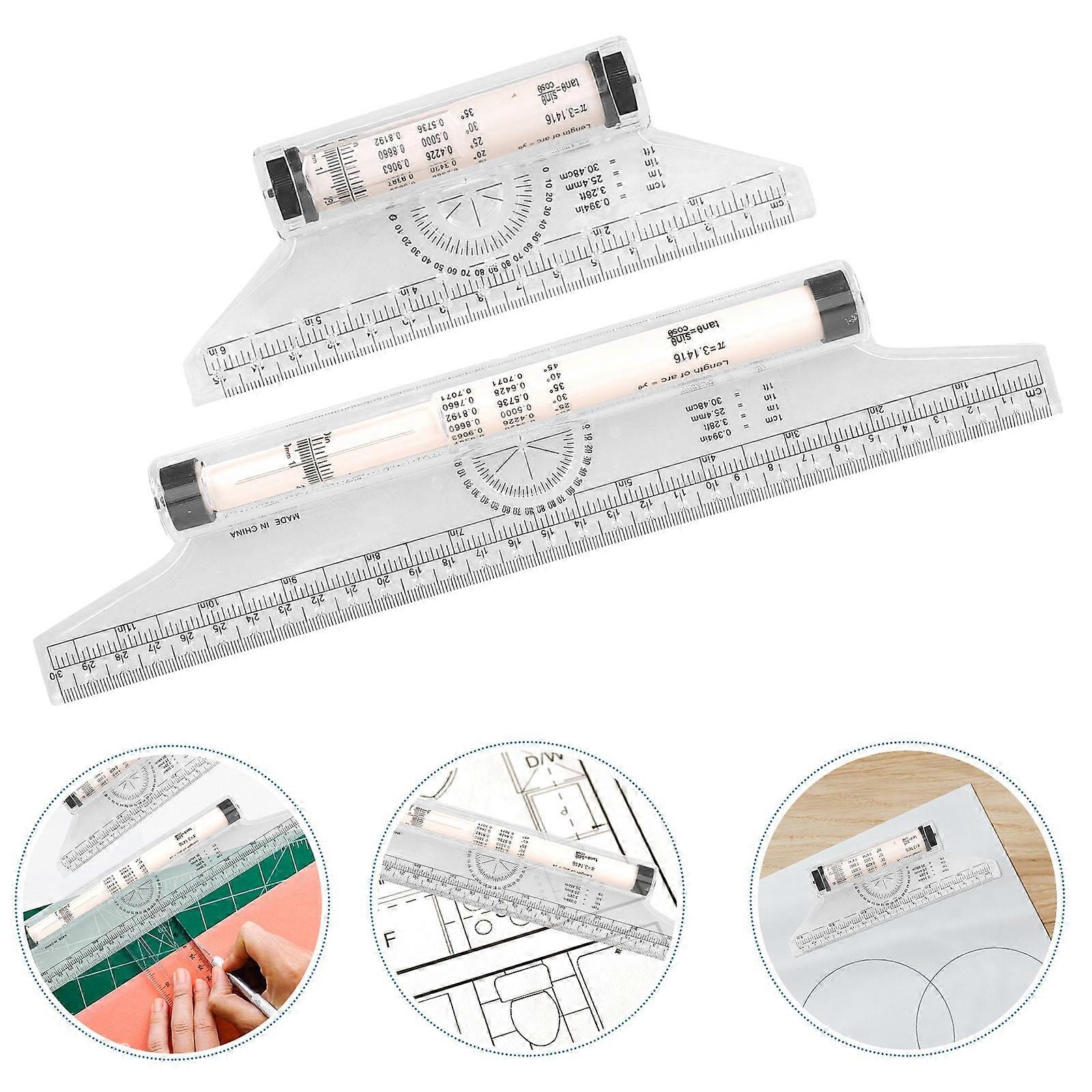 Worgeous 2pcs Multi-purpose Rolling Ruler Plastic Measuring Rolling Ruler for Drawing Design
