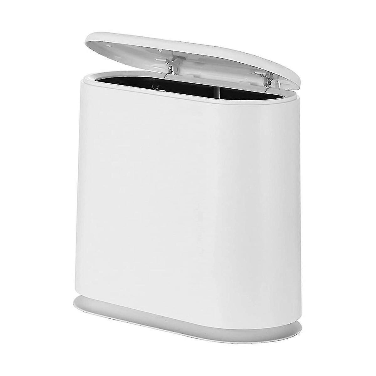 Rectangular Plastic Trash Can Wastebasket With Press Type Lid For Bathroom,powder Room,bedroom,kitchen,craft Room,office