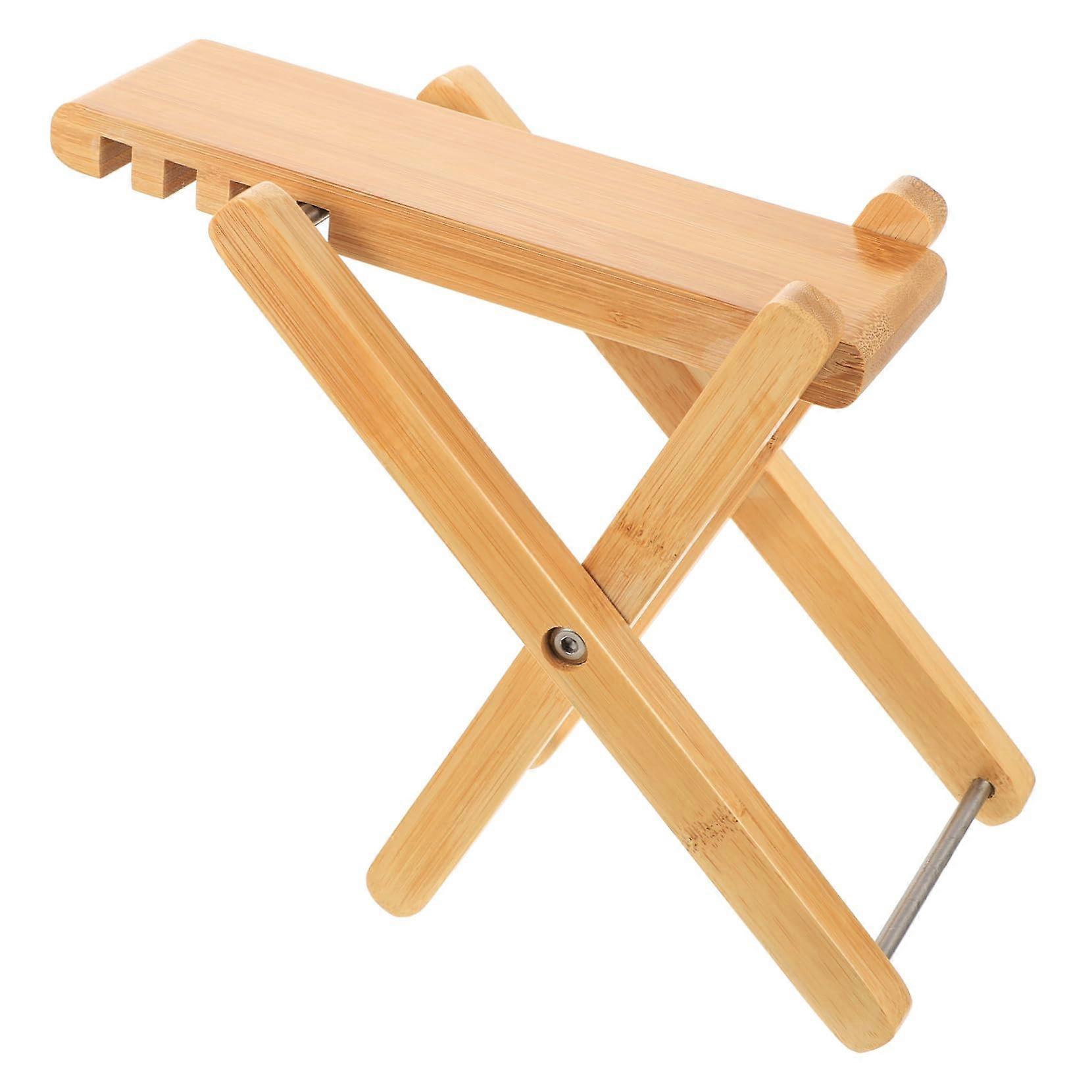 Adjustable Bamboo Guitar Footrest Stool with Stable Support for Practice and Performance