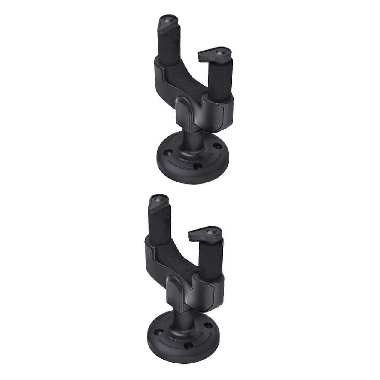 2pcs Locking Guitar Wall Mount Hanger with Single Hook Black SpaceSaving Display Set