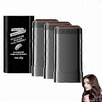 Hair Root Touch Up Stick Brownish Black 3PCS, Instant Gray Coverage Waterproof 2 in 1 Comb for Men and Women