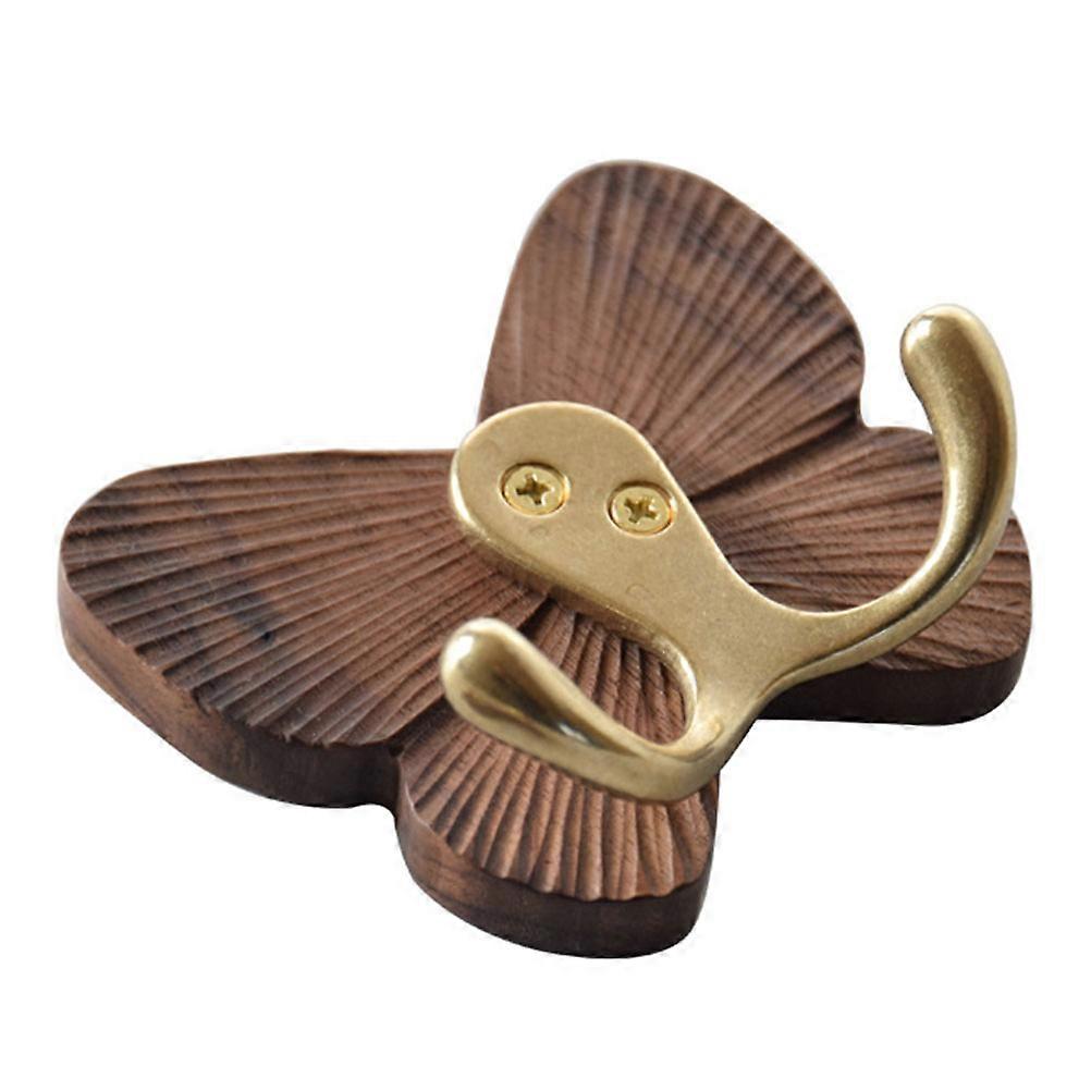 1Pc Butterfly-shaped Solid Wood Hook Creative Black Walnut Adhesive Hook