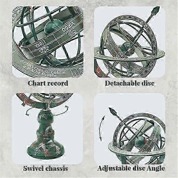 Antique spherical globe, brass desktop model, beautifully designed and educational