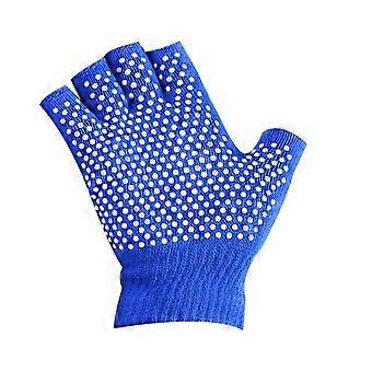 Luvas de ioga azuis antiderrapantes, confortáveis ​​e com meio dedo para esportes.