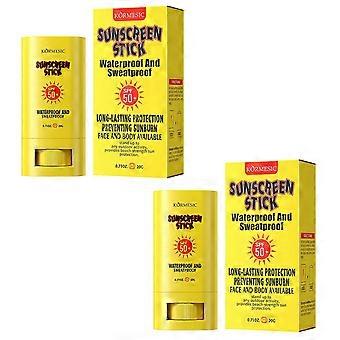 Protetor solar em bastão FPS 50+ para rosto e corpo, previne queimaduras solares, resistente à água e ao suor, ideal para esportes ao ar livre.