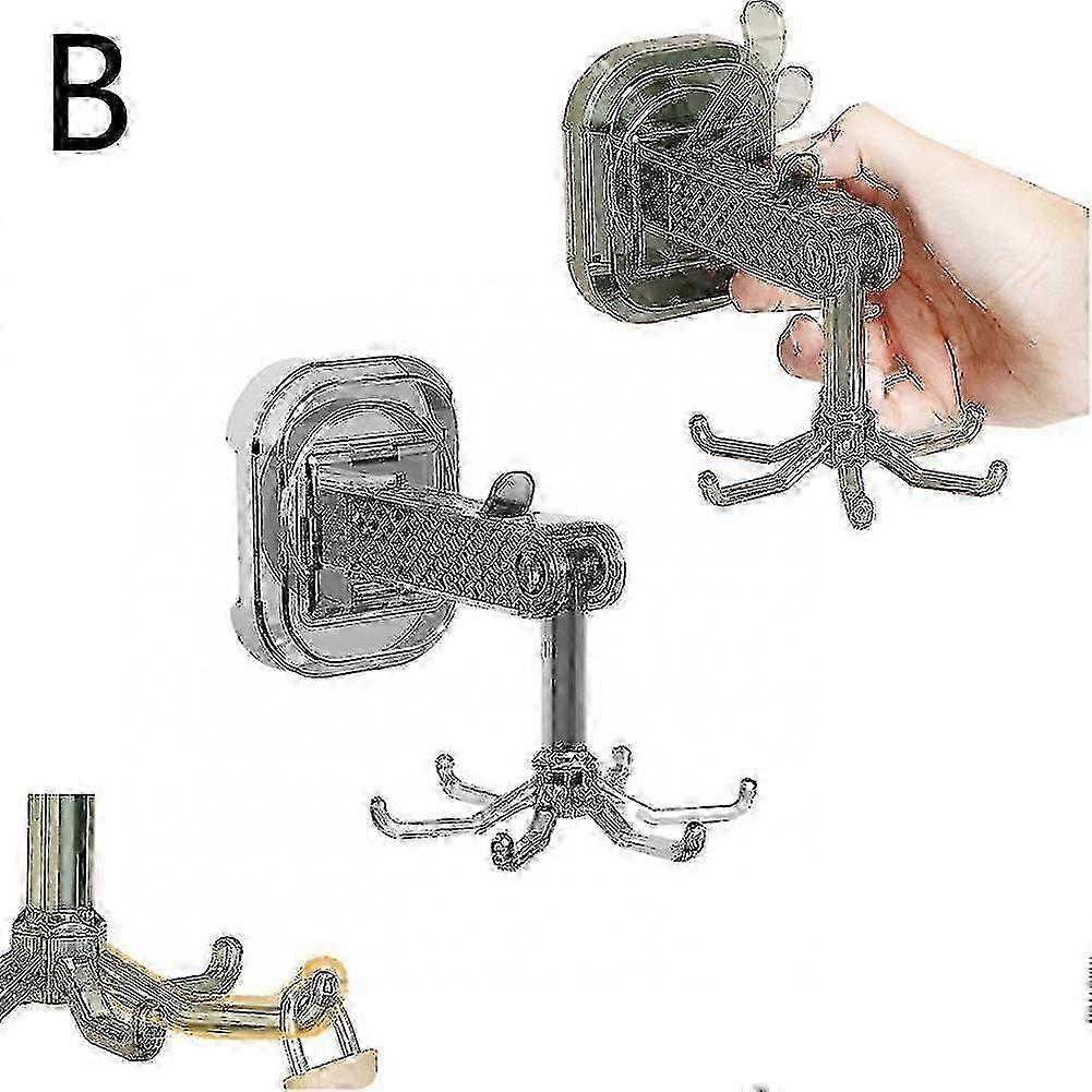 Kitchen Suction Cup Six-claw Rotating Hook Seamless Storage Wall-mounted Rack