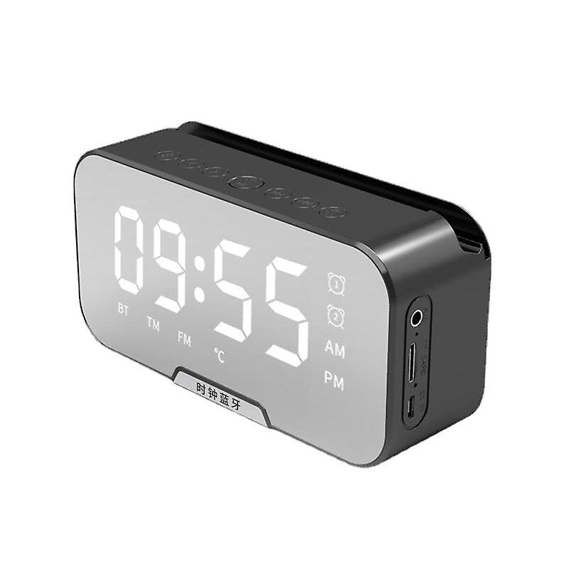Wireless Bluetooth Clock Speaker Radio Led Mirror Alarm Subwoofer Music Player Snooze Desktop With Fm