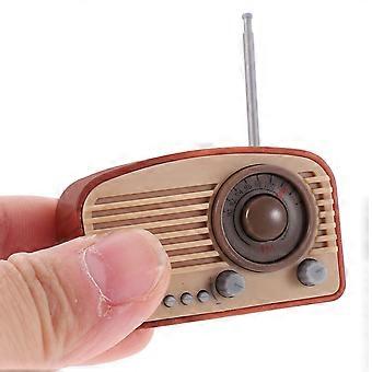 Dockhus Mini Retro Radio Simuleringsmodell (Svart) 1 st Skrivbord Vintage Dekor Barnleksaker