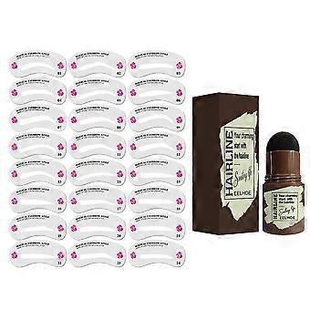 Natural Brow Stamp with Stencil - Black Eyebrow Stencil Kit for Quick and Easy Makeup Application