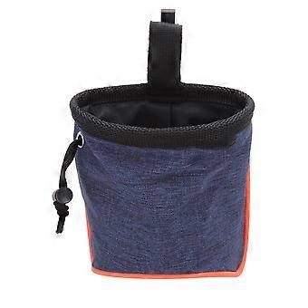Dog Treat Pouch Collapsible Dog Walking Bag with Built In Poop Bag Dispenser for Travel Walking Outdoor Blue