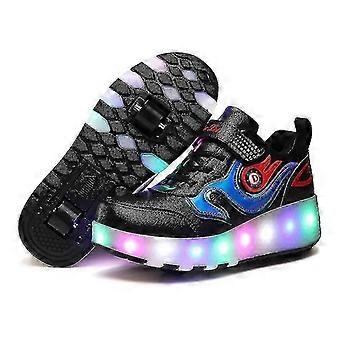Kids Led Usb Charging Roller Skate Shoes With Wheel Shoes Light Up Roller Shoes Rechargeable Roller Sneakers For Girls Boys Children