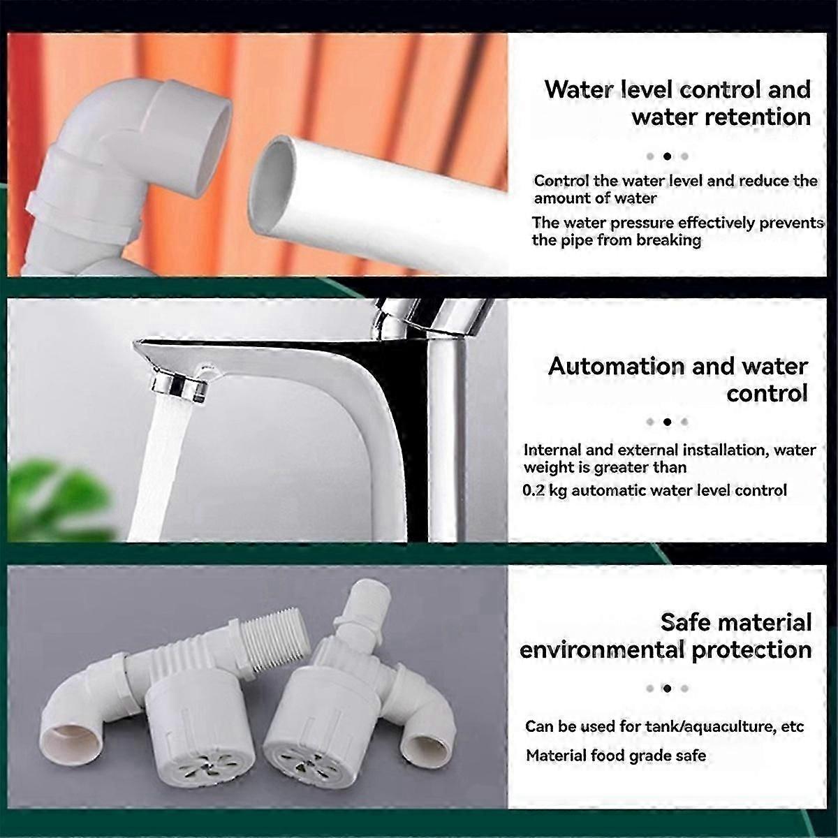 2pcs Float Valve Water Level Control Switch Upper Water Inlet