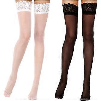 Dijhoge kousen voor dames Siliconen kanten top houden zijden semi-transparante panty Hold up nylon