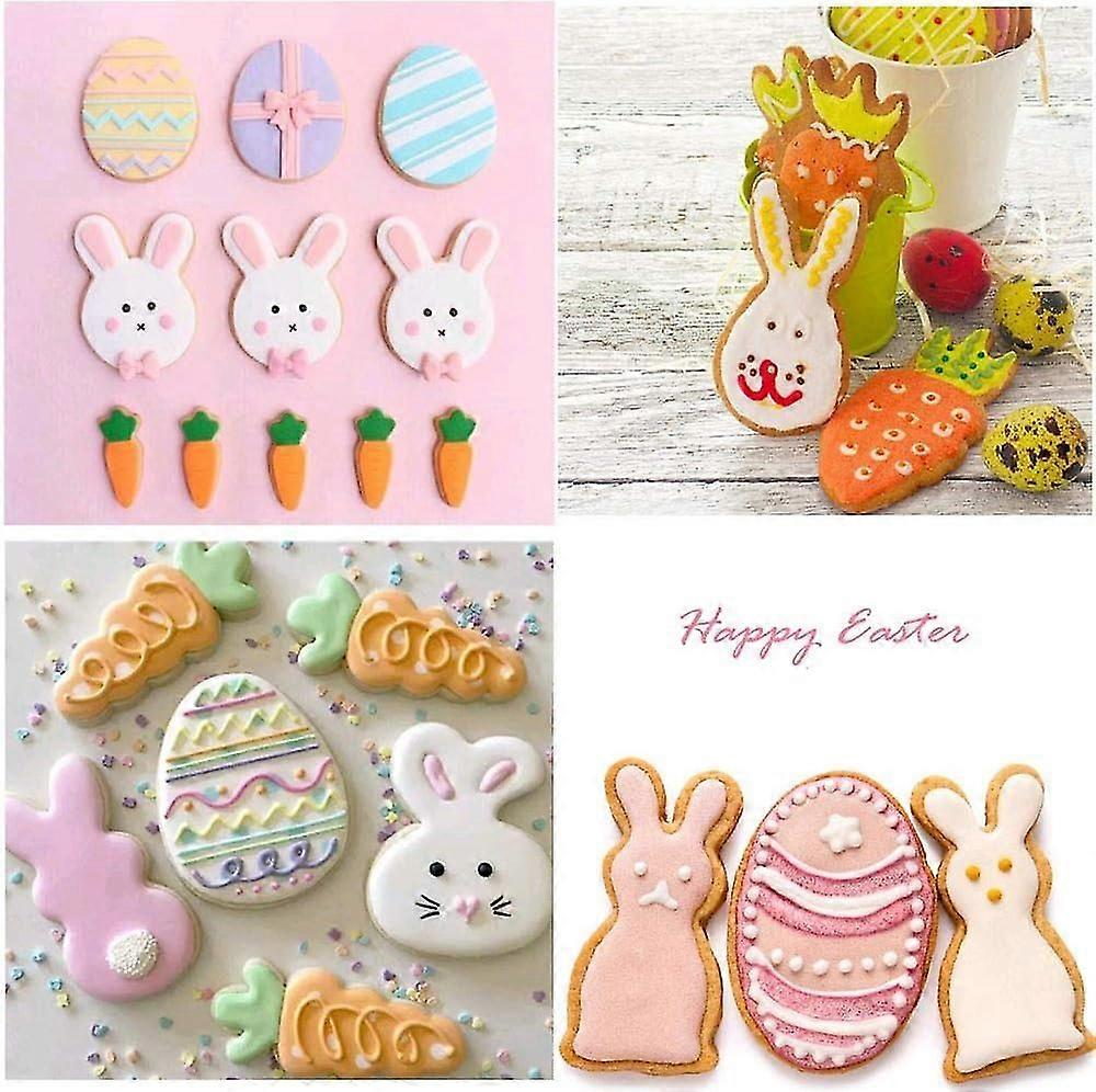 Cookie Cutters - Easter Biscuit Cutters / Easter Cookie Cutters Set with Easter Bunny, Bunny Face, Egg and Carrot