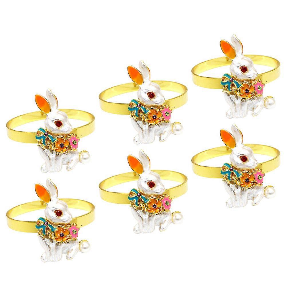 6pcs Napkin Rings Easter Themed Rabbit Serviette Rings Easter Table Decoration
