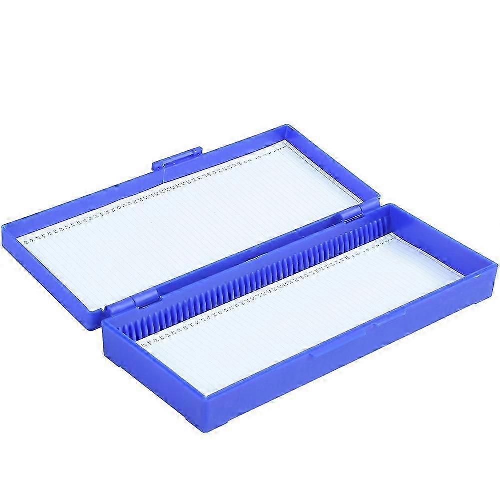 2X Plastic 50-Place Microslide Slide Microscope Box,Blue
