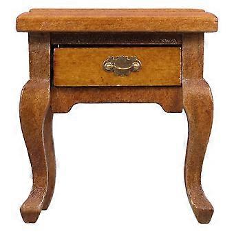 Wooden Drawer Miniature Bedside Table for Dollhouse Light Brown