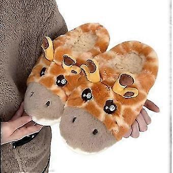 Non-slip giraffe winter indoor cozy soft short plush slides slippers