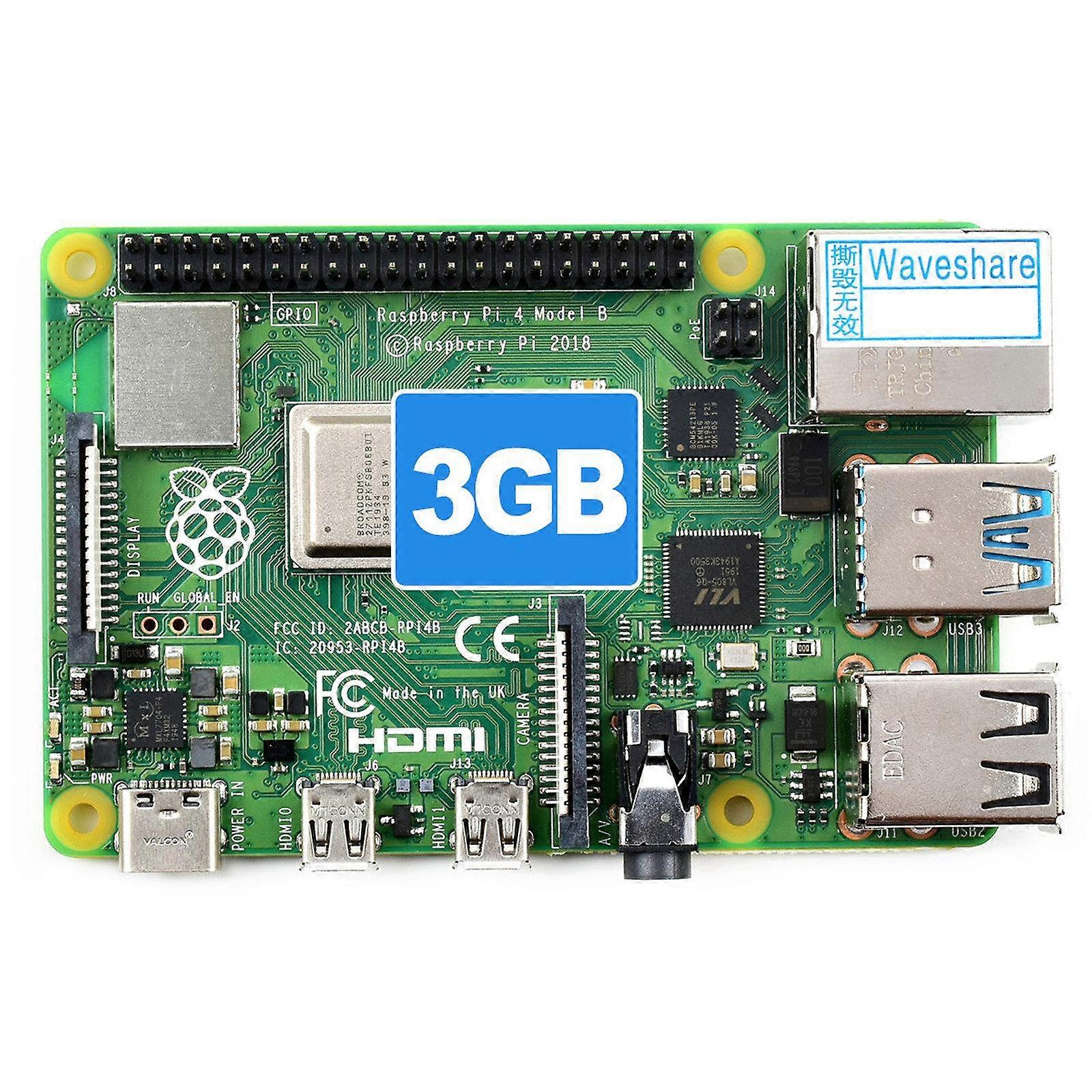 Waveshare Raspberry Pi 4 Model B 3GB RAM BCM2711B0 64-Bit Quad-Core Processor