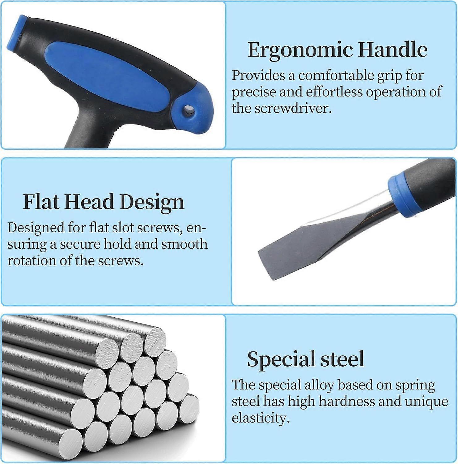 Large Flat Head Screwdriver Blue with Plastic Handle